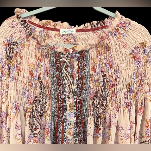 Skylar & Jade Women's Button Up BOHO Peasant Blouse Multi Floral Tunic Size 1X - Picture 2 of 5